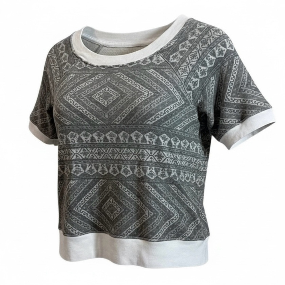 Chaser Sweatshirt Tee Size XS Gray White Short Sleeve French Terry Fleece